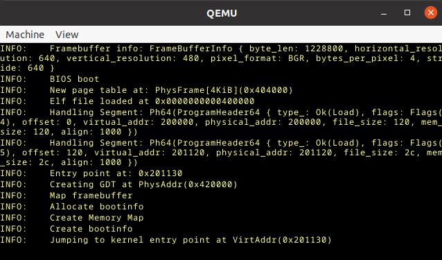 Symbols from the crate 'noto-sans-mono-bitmap' in an UEFI framebuffer.